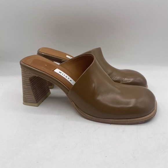 Miista Shoes - Miista Rebecca Leather Block Heel Mules Heels Slip on Shoes Womens 9.5 EU 40